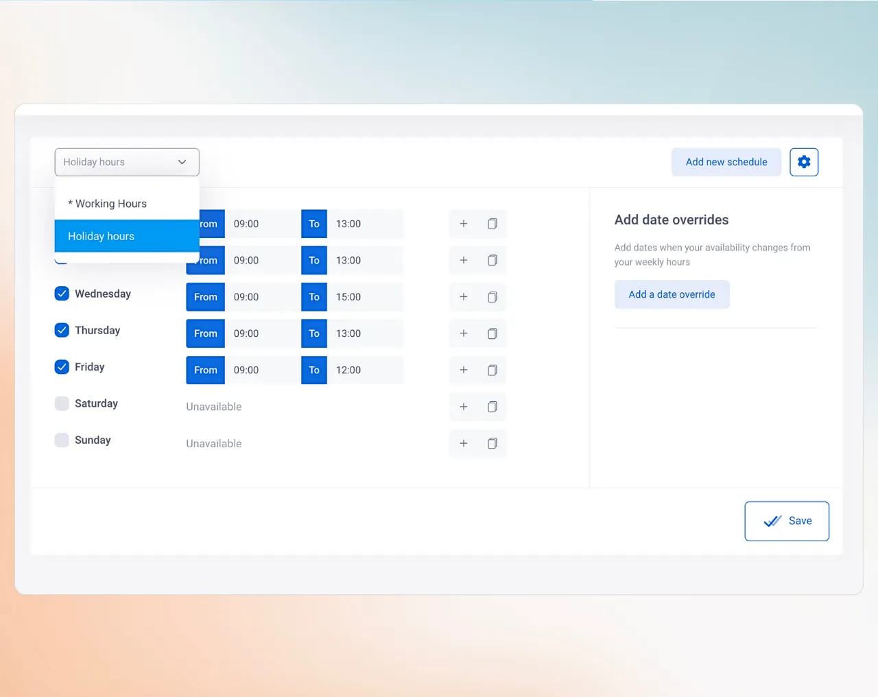Custom availability