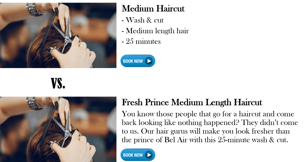 Medium Haircut Appointment description examples